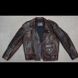 Vintage leather cafe style racer jacket